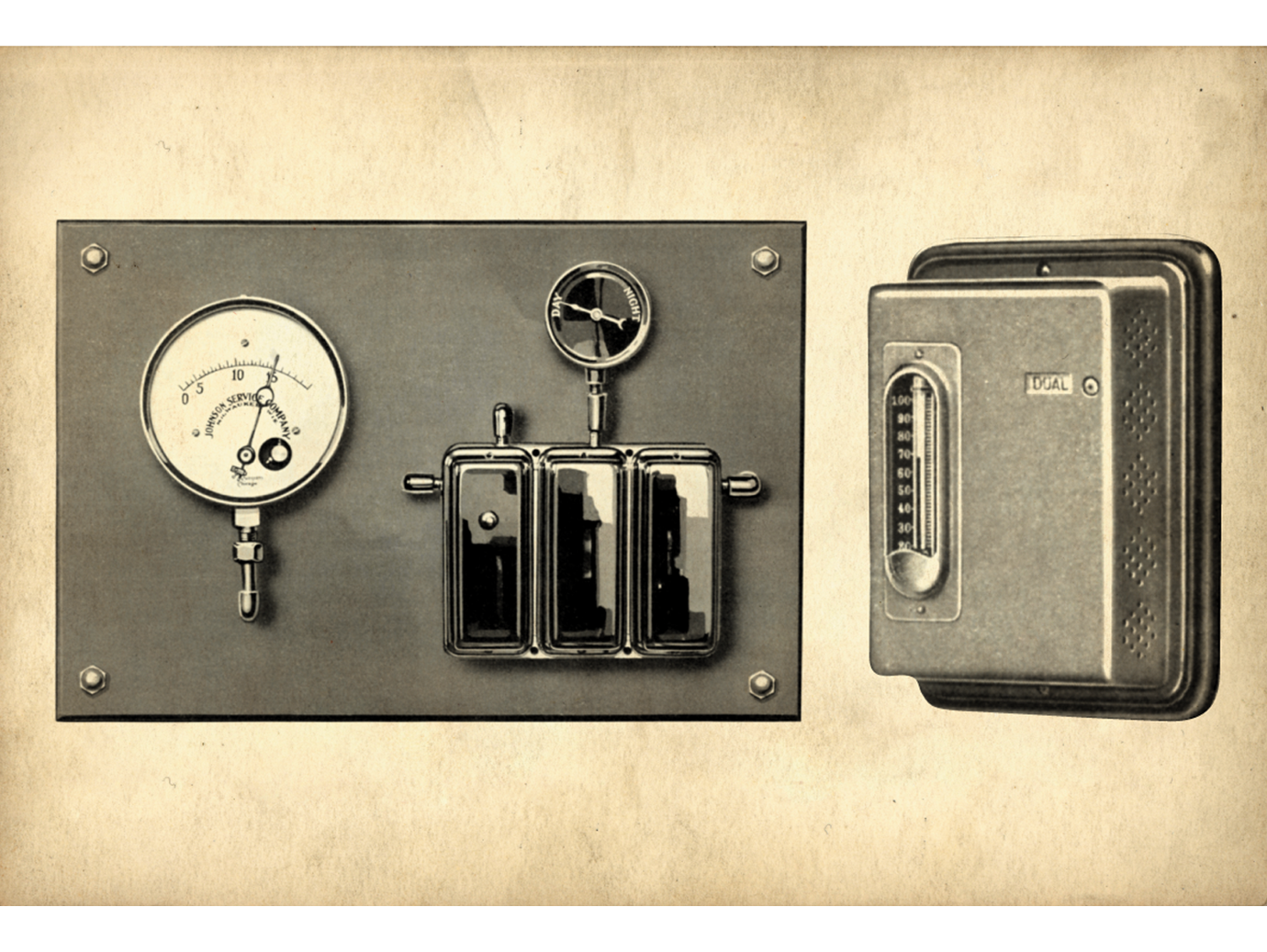 A sepia-toned image of the Dual Thermostat